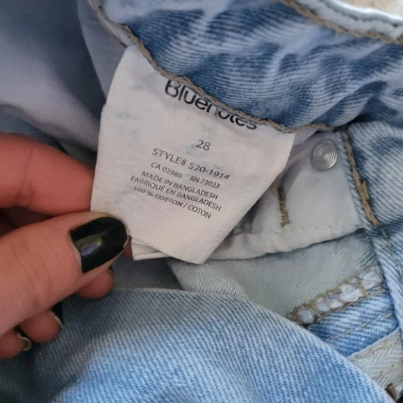 Light Denim Distressed High Rise Shorts - Picture 7 of 8